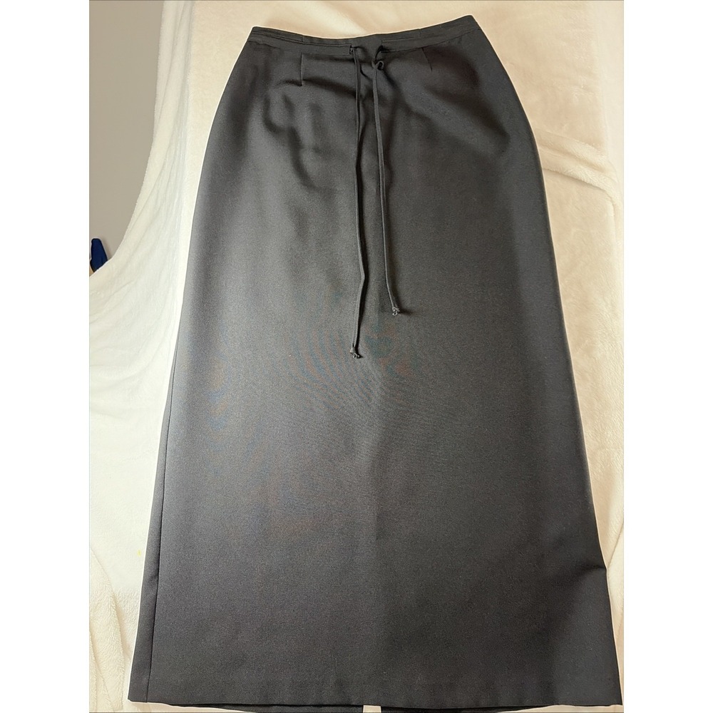 Kathie Lee Collection Black Maxi Skirt Vintage 90s Retro Fitted Size 6 Draw Belt